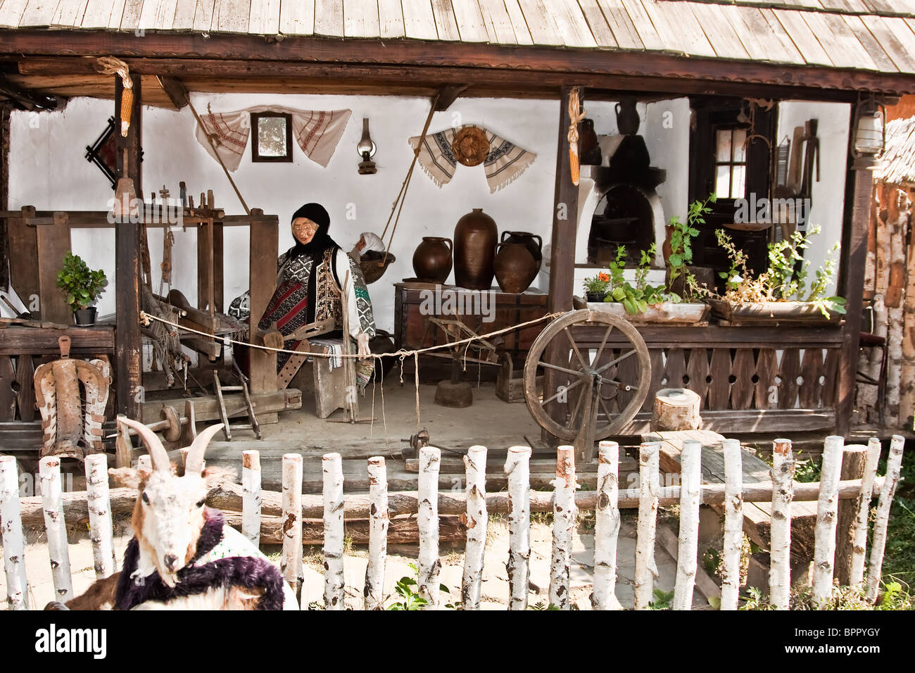 Ion Creanga Gedenkhaus in Humulesti Dorf, Neamt Grafschaft, Rumänien. Stockfoto
