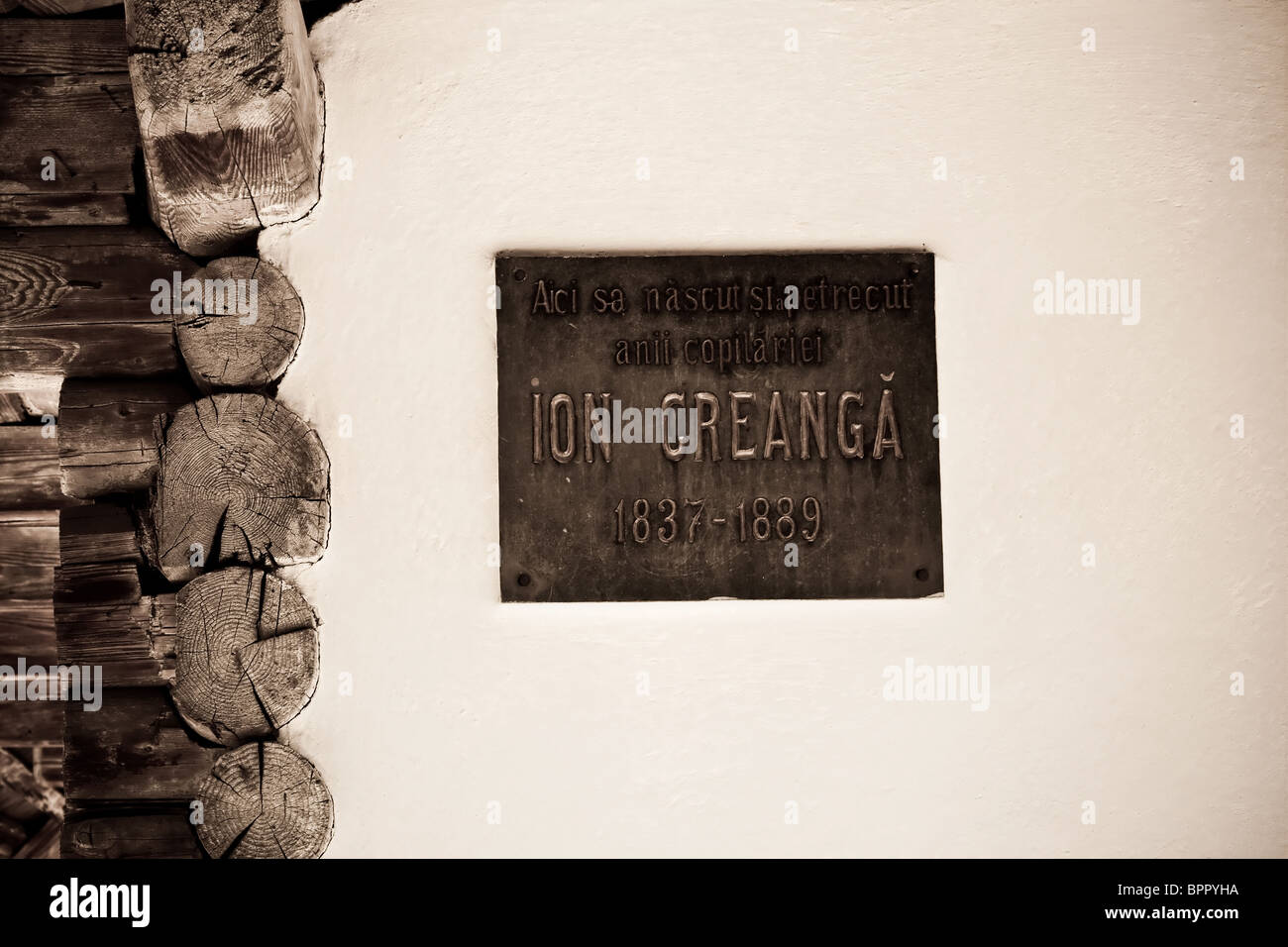 Ion Creanga Gedenkhaus in Humulesti Dorf, Neamt Grafschaft, Rumänien. Stockfoto