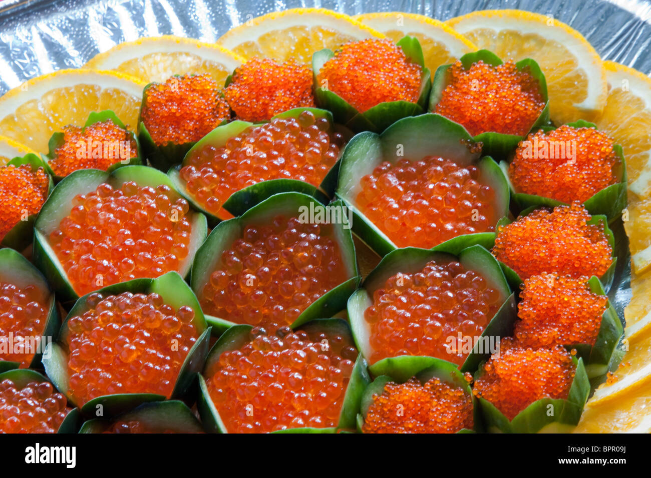 Orange farbigen Kaviar Stockfoto