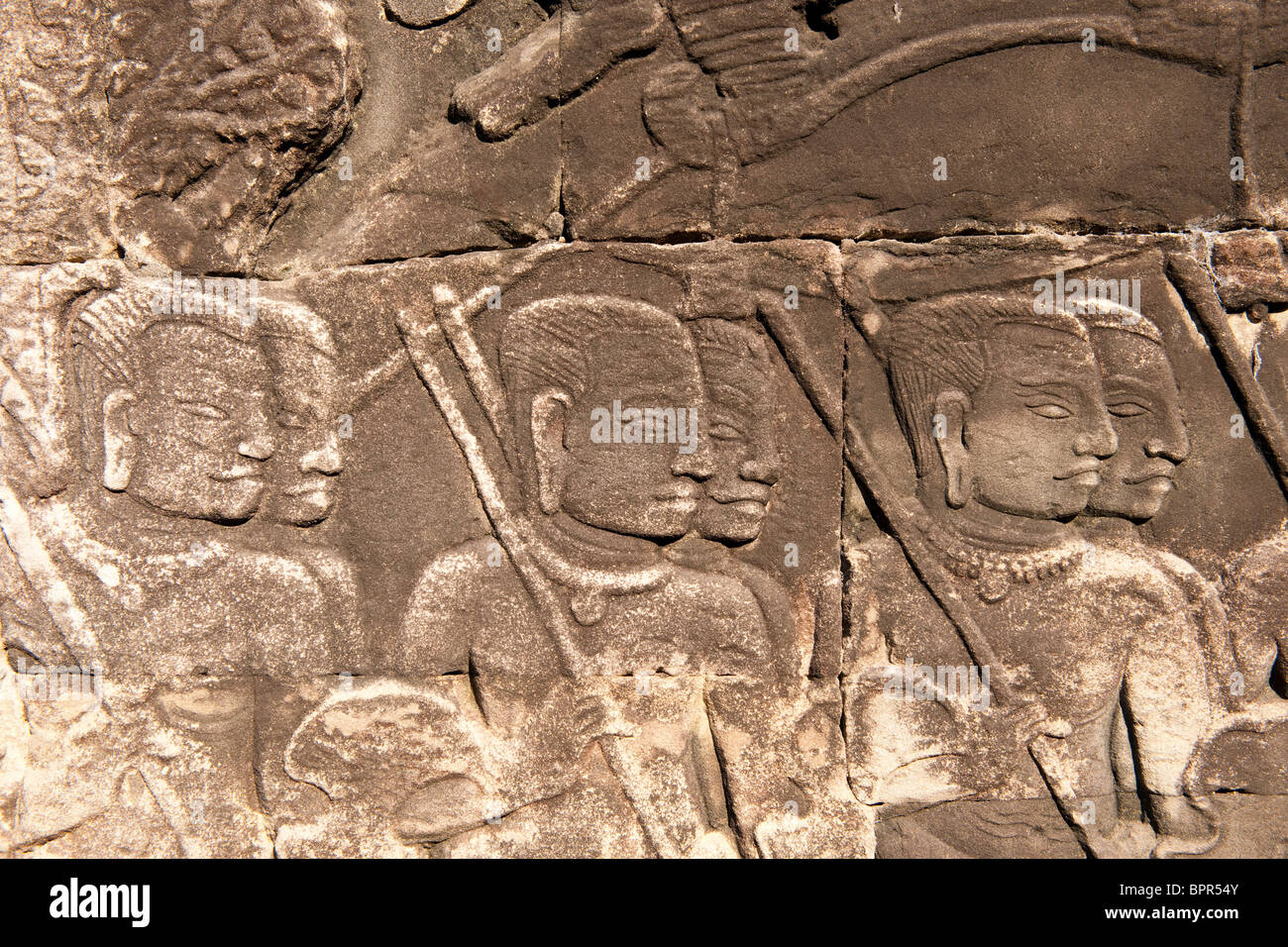 Flachrelief, Bayon, Angkor Thom, Siem Reap, Kambodscha Stockfoto