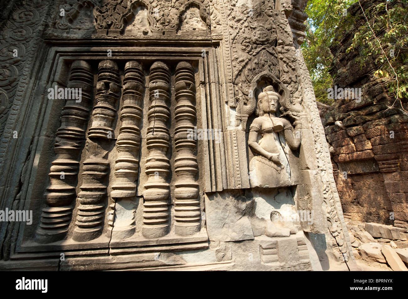Gesagt, schnitzen, Ta Prohm, Angkor, Siem Reap, Kambodscha Stockfoto