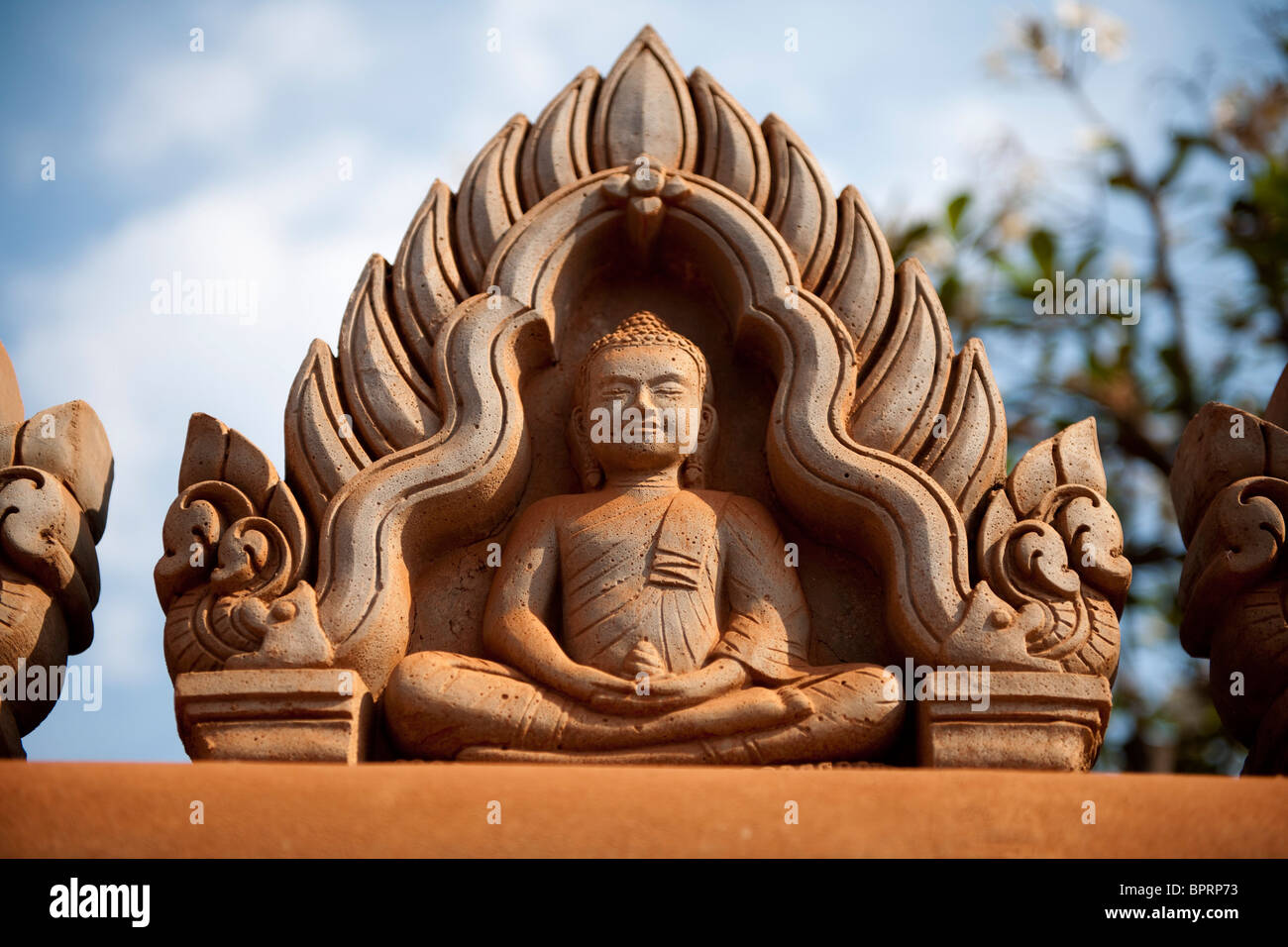 Schnitzen, Wat Bo Tempel, Siem Reap, Kambodscha Stockfoto