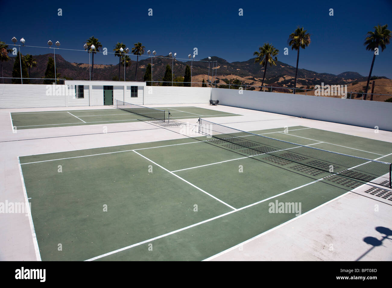Tennisplatz, Hearst Castle, California, Vereinigte Staaten von Amerika Stockfoto