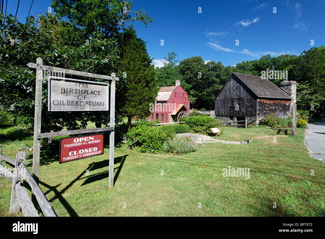 Historischen Snuff Mill, Geburtsort von Gilbert Stuart, Suanderston, Rhode Island Stockfoto