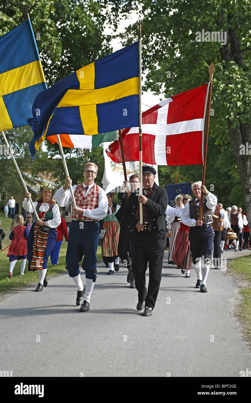 Skandinavischer Mittsommer Festival Rallye in Schweden. Stockfoto