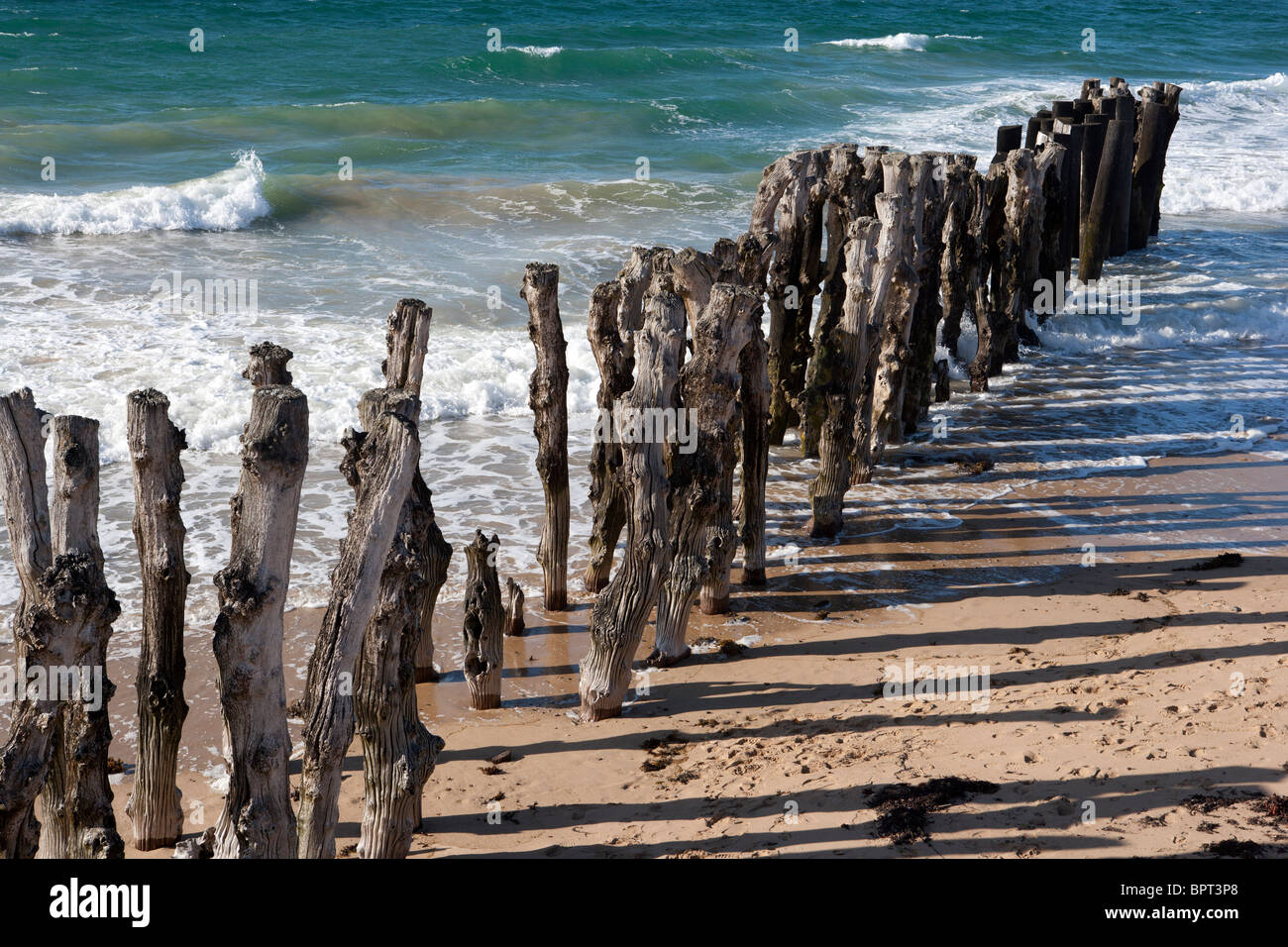 Wellenbrecher St Malo, Bretagne, Frankreich Stockfoto