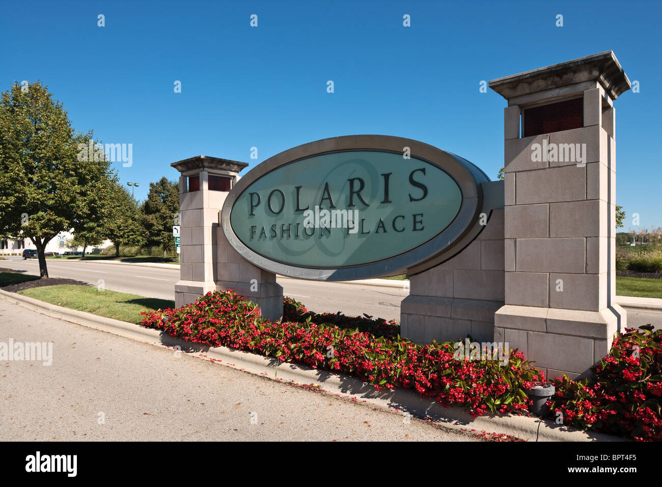 Signieren Sie, markieren den Eingang zum Polaris Mode Platz in Columbus Ohio Stockfoto