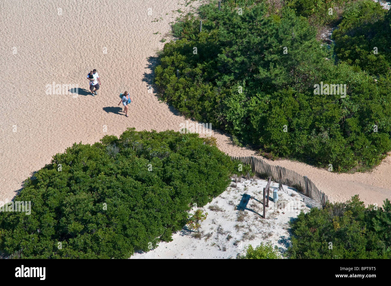 Strand und Dünen in Barnegat Light in Long Beach Island, New Jersey Stockfoto