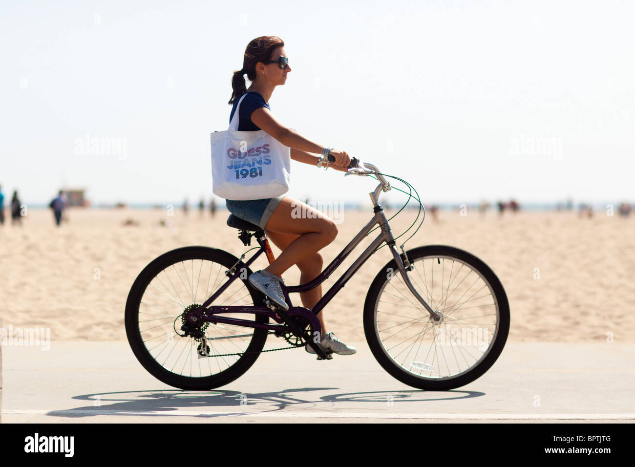 Fahrrad fahren, Santa Monica, Los Angeles, California, Vereinigte Staaten von Amerika Stockfoto
