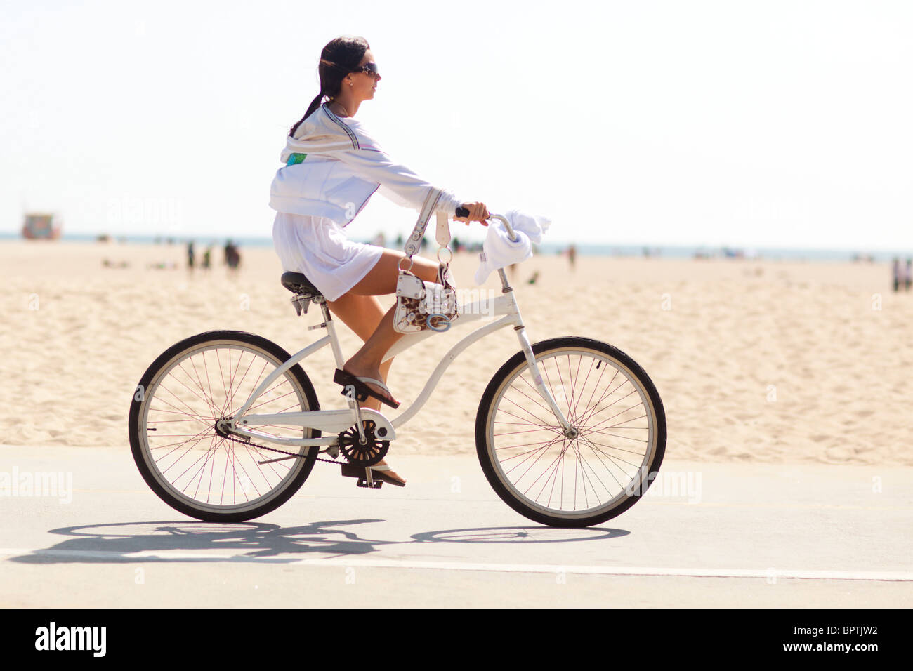 Fahrrad fahren, Santa Monica, Los Angeles, California, Vereinigte Staaten von Amerika Stockfoto