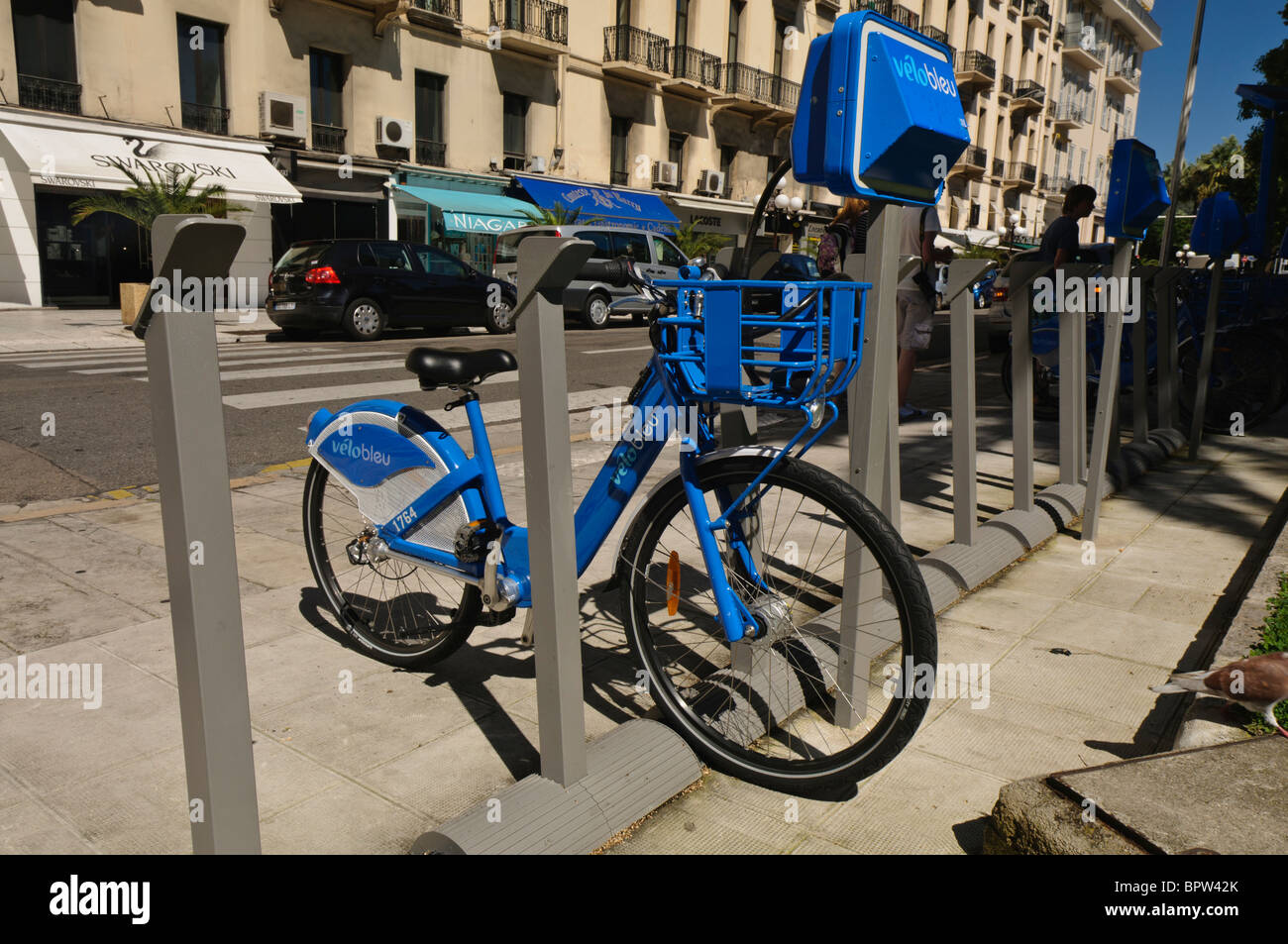 Velobleu, ein Fahrrad-Verleih-Schema in Nizza, Frankreich Stockfoto