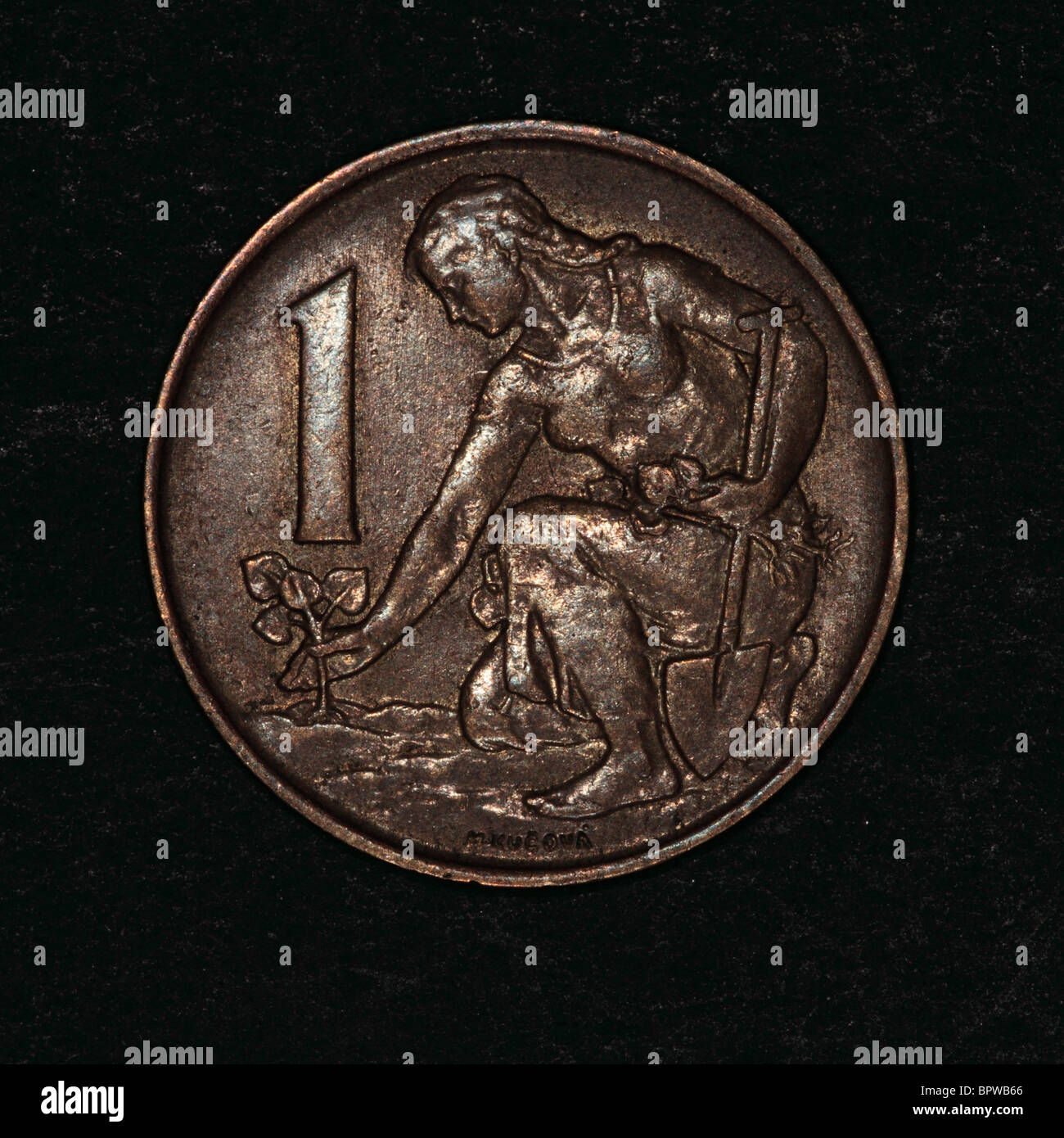 Tschechische Münze Stockfoto
