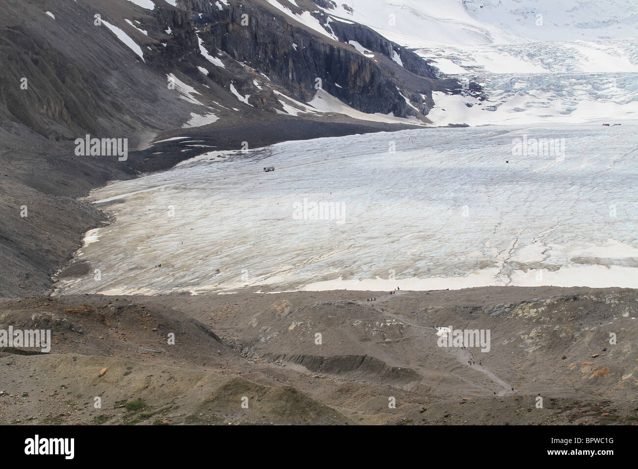 Gletscher Eisfelder, Jasper National Park-Kolumbien, Kanada. Schmelzen durch globale Erwärmung, Klimawandel. Stockfoto