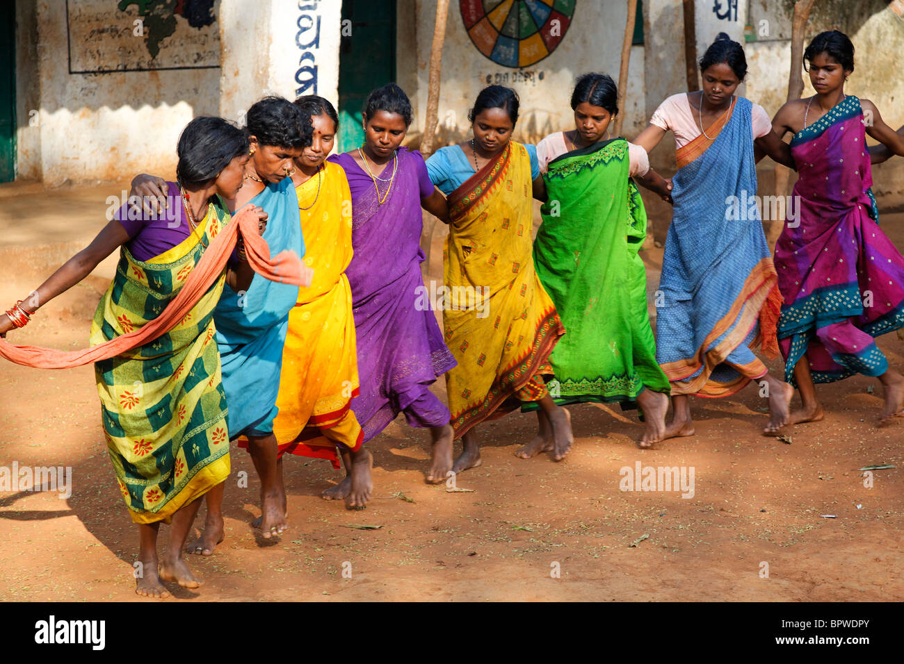 Dorf-Tanz, Gadhava Stamm, Orissa, Indien Stockfoto