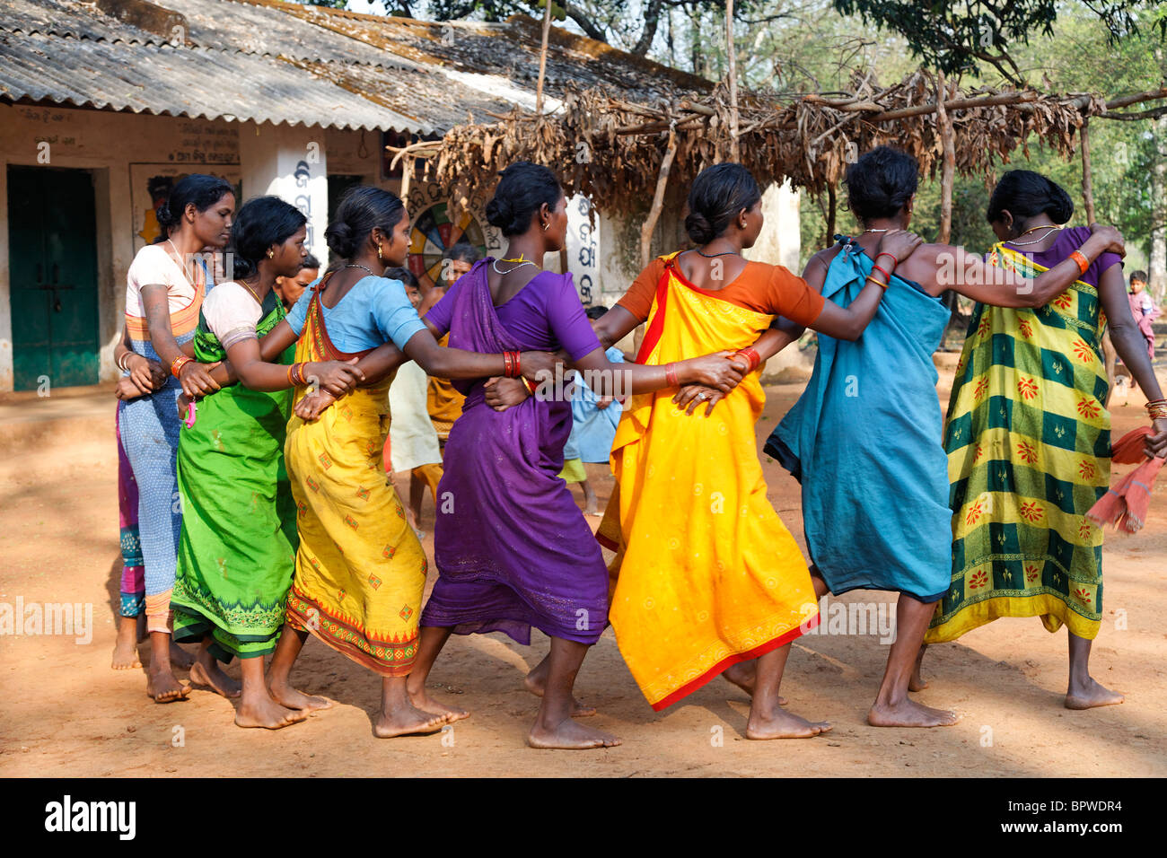 Dorf-Tanz, Gadhava Stamm, Orissa, Indien Stockfoto