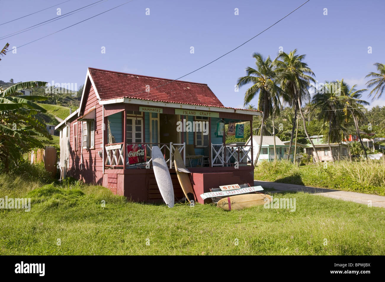 Shop mit touristischen Souvenirs in Bathsheba Stockfoto