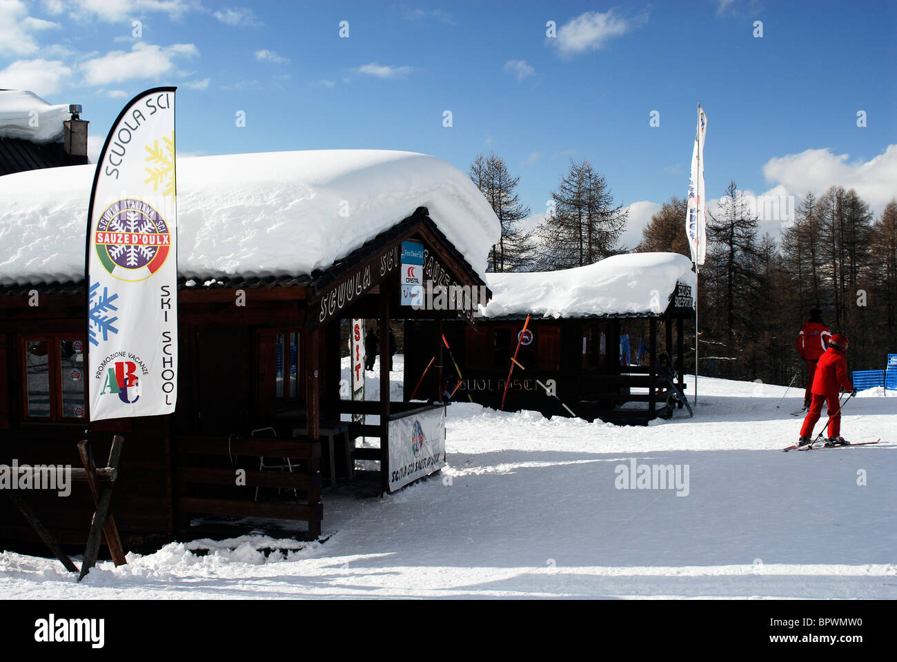 Wintersport. Ski Sauze d, Italien. Sportina Stockfoto