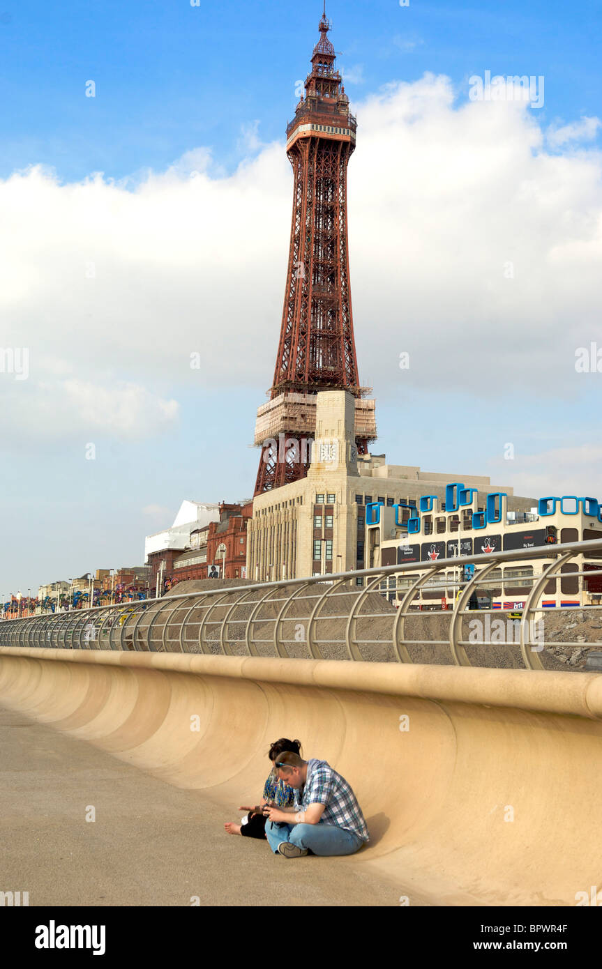 Blackpool Promenade beim Wiederaufbau Stockfoto