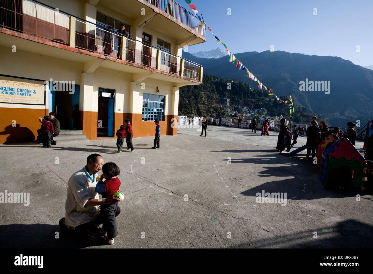 Yongling Krippe und Kindergarten, Bildung im Exil, McLeod Ganj, Dharamsala, Himachal Pradesh, Indien. Stockfoto