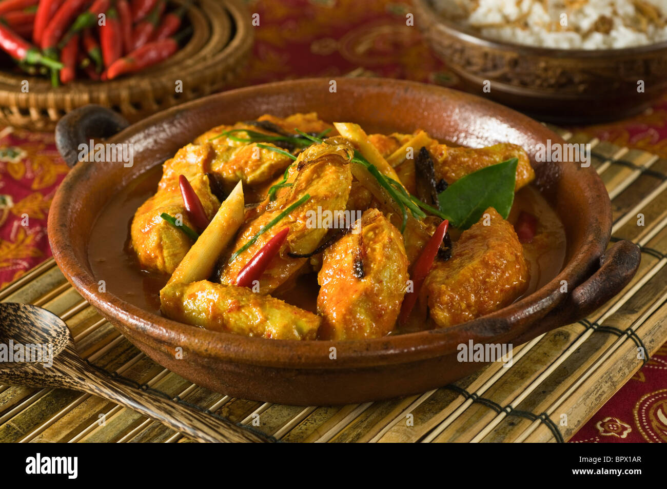 Chicken Curry Kapitan Malaysia Singapur Essen Stockfoto