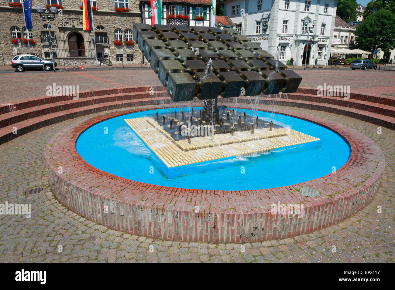 Brunnen Auf Dem Konrad-Adenauer-Platz in Bergisch Gladbach, Bergisches Land, Nordrhein-Westfalen Stockfoto