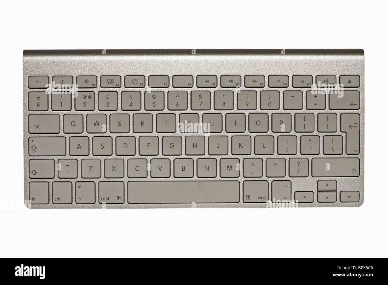 Ausschnitt von einem iMac Apple Macintosh Bluetooth kompakte Funktastatur. Stockfoto