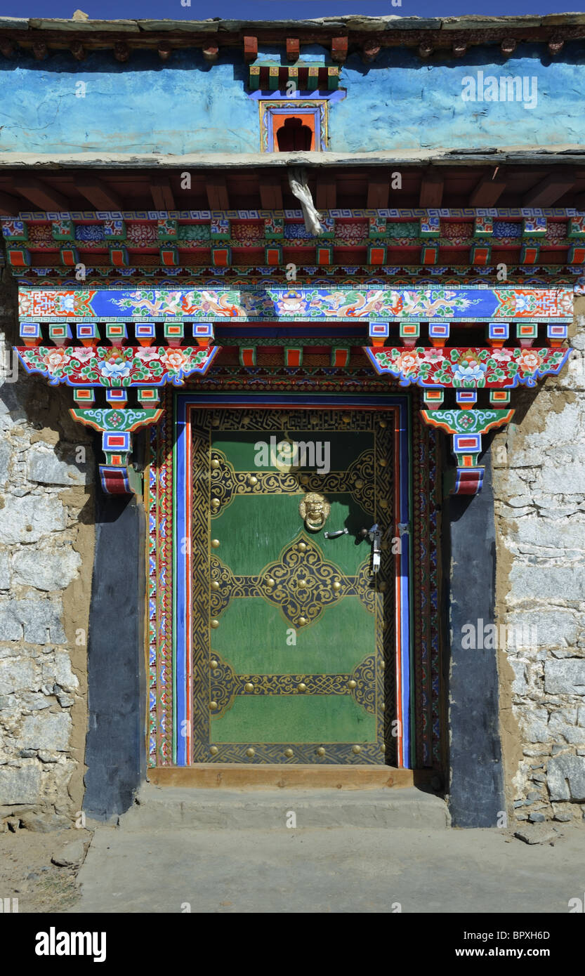 Tür gegenüber Sera Kloster, Tibet Stockfoto