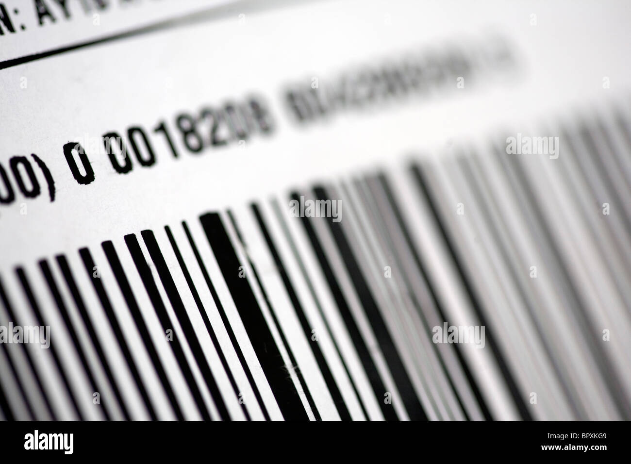 Nahaufnahme von Barcode auf Verpackung Stockfoto