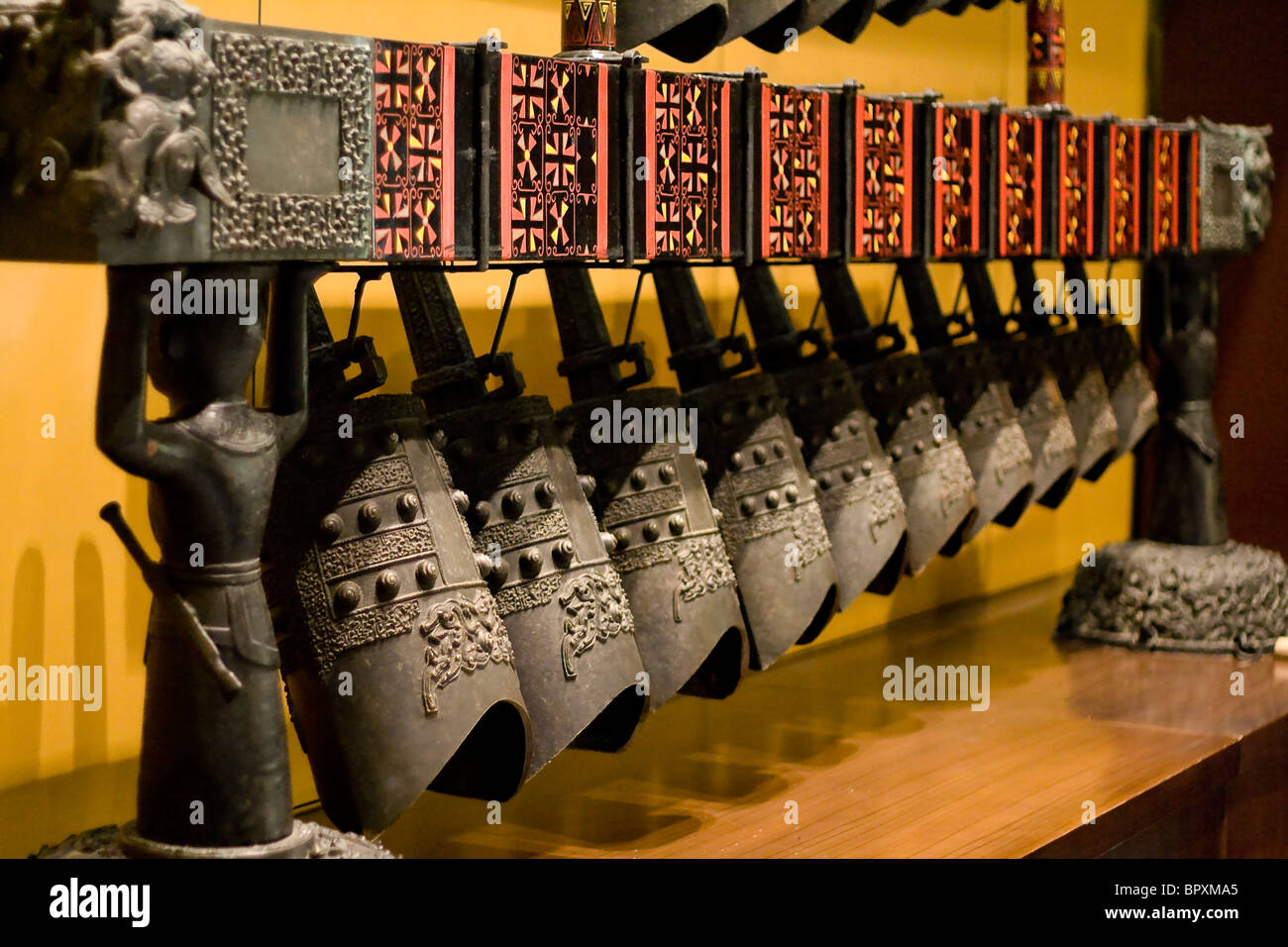 Chinesische antike Bronze Glockenspiel im museum Stockfoto
