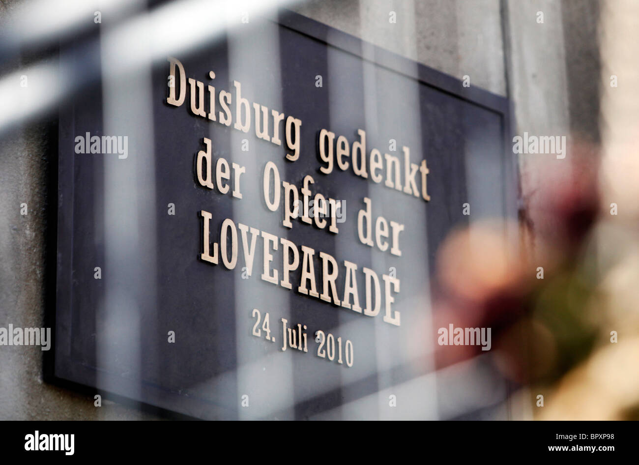 Duisburg, Deutschland, Loveparade 2010: Speicher-Platte, wo eine Tragödie passiert wenn am 24. Juli 2010 21, Menschen starben Hunderte Verletzte Stockfoto