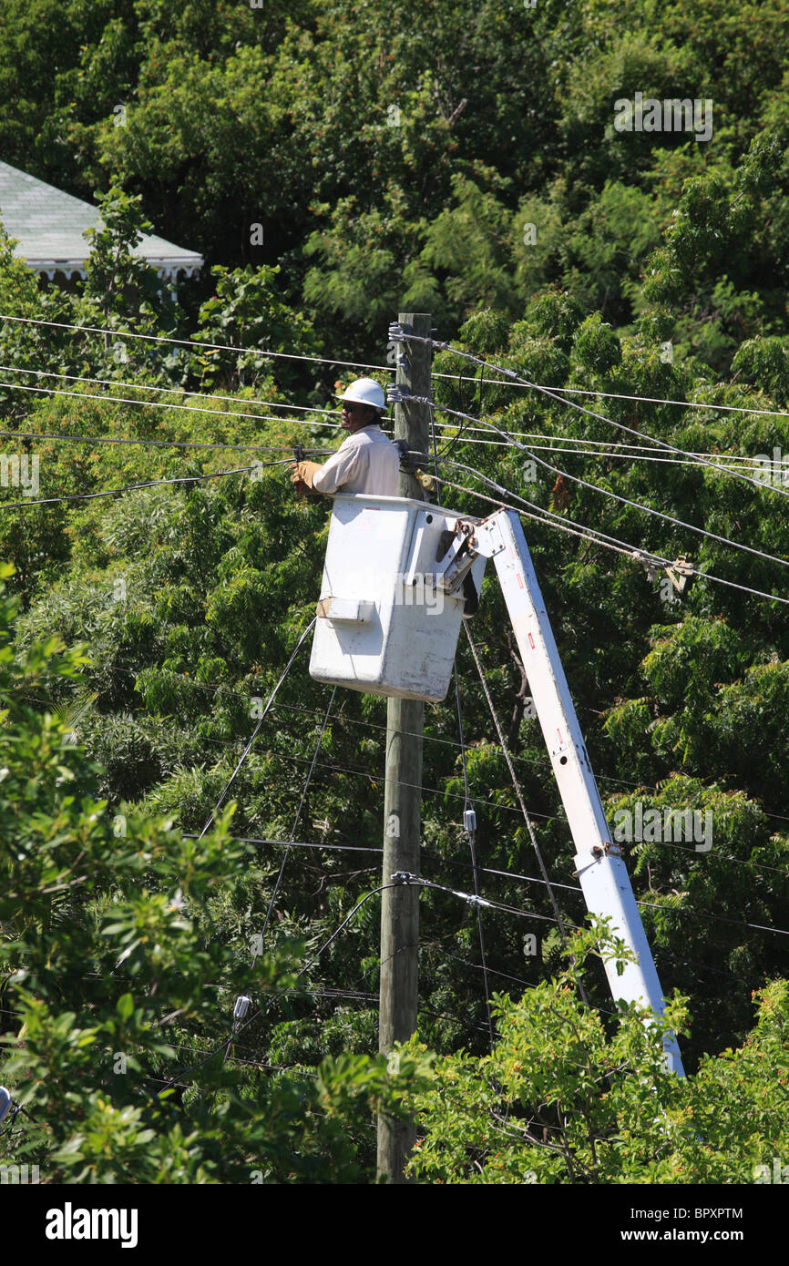 Reparatur von Übertragung Strom Stromversorgung Stockfoto