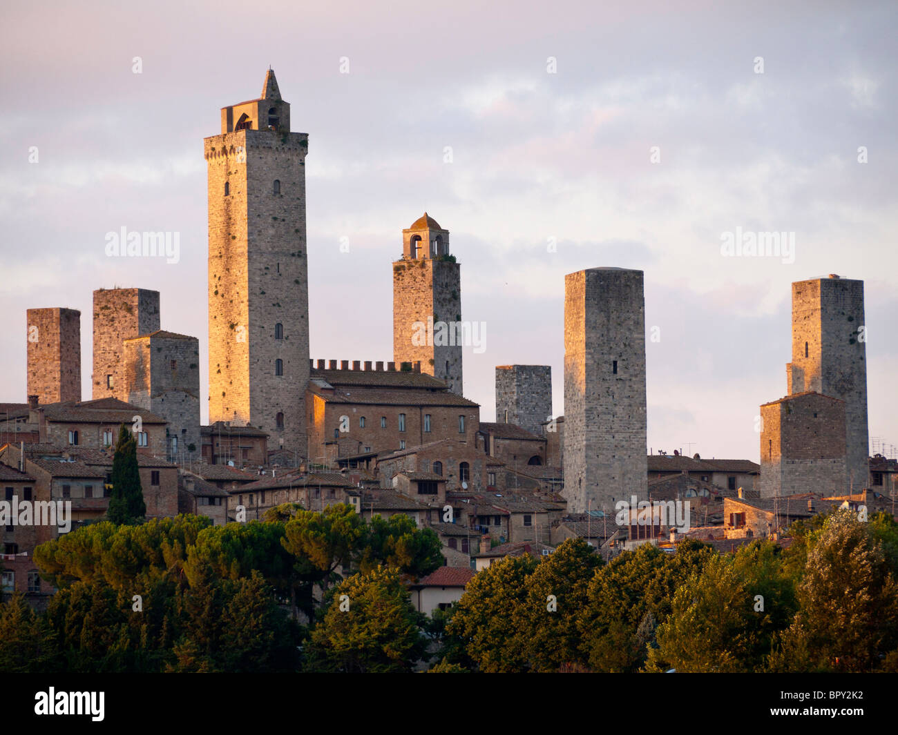 San Gimignano in der Toskana, Italien, mittelalterlichen toskanischen Stadt, mittelalterliche Manhattan oder die italienische Stadt der Türme genannt Stockfoto