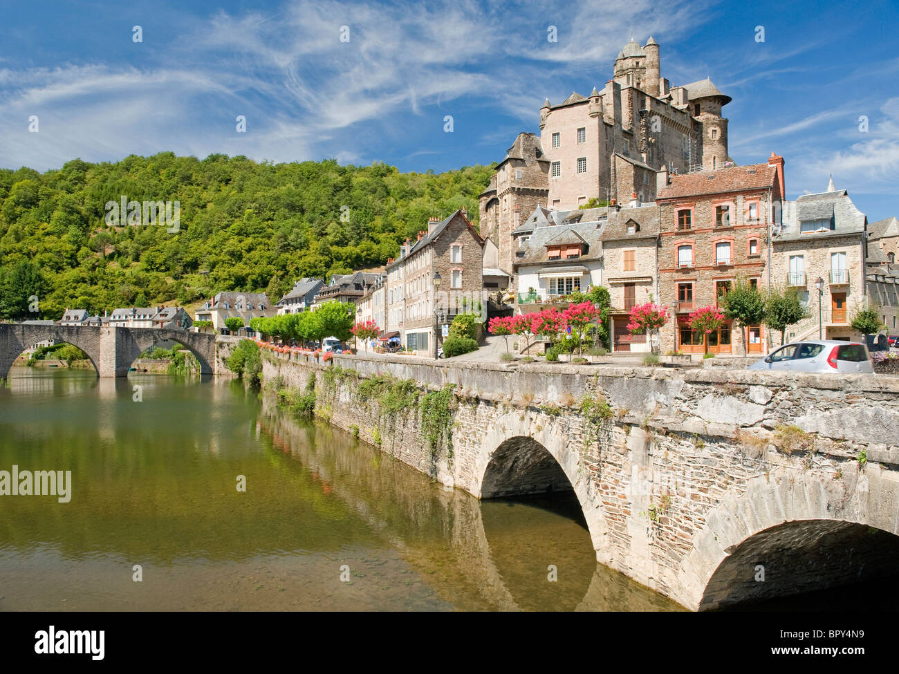 Estaing mittelalterliches Dorf Zentral-Frankreich Stockfoto