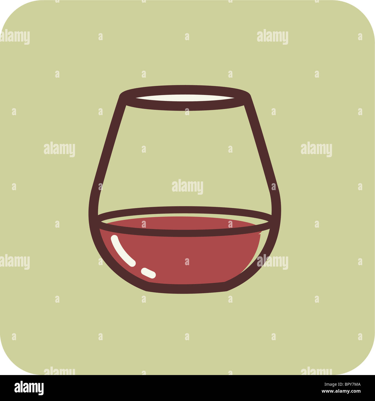 Illustration der Wein in einen stammlose Becher Stockfoto