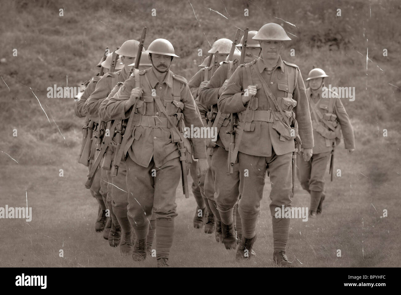 WW1 Britische Infanterie Soldaten an einem Trainingslager im Jahre 1917 Stockfoto