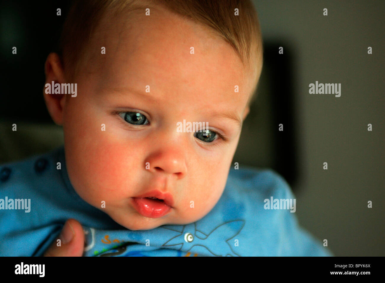 Porträt von drei Monate alten Säugling Junge. Stockfoto