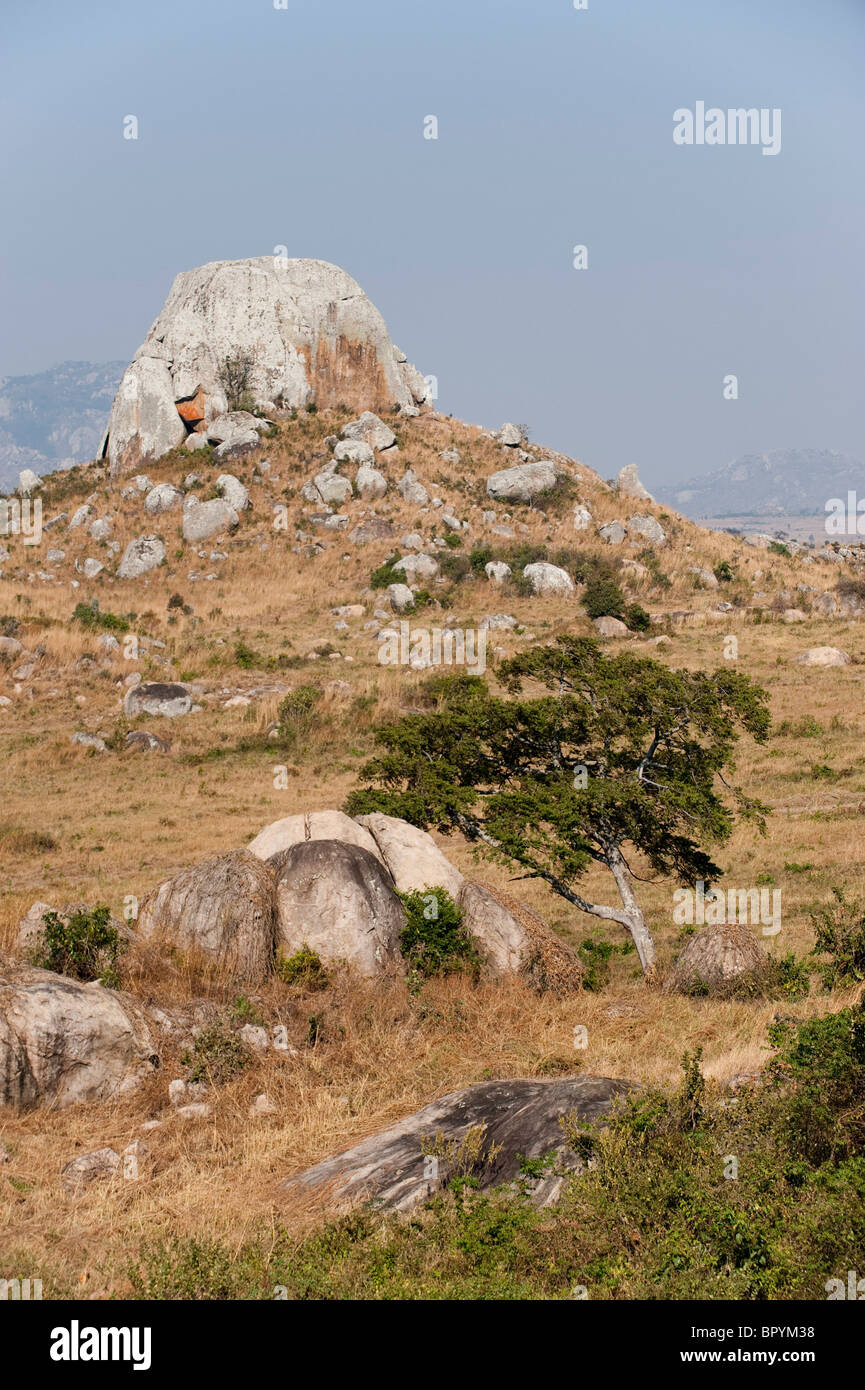 Berglandschaft in der Nähe von Flugfeld, Malawi Stockfoto