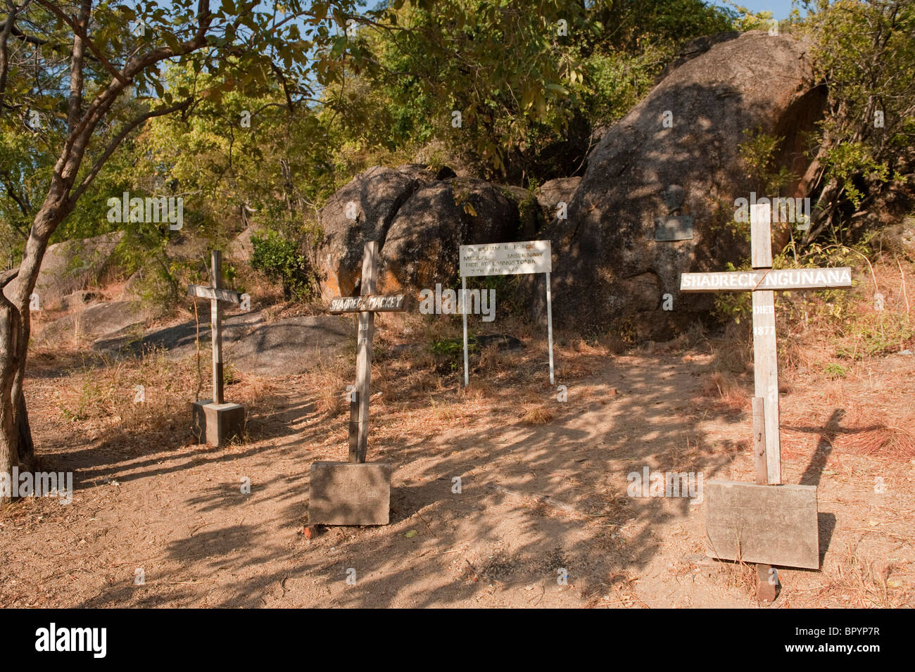 Missionarische Gräber, Cape Maclear, Malawi Stockfoto