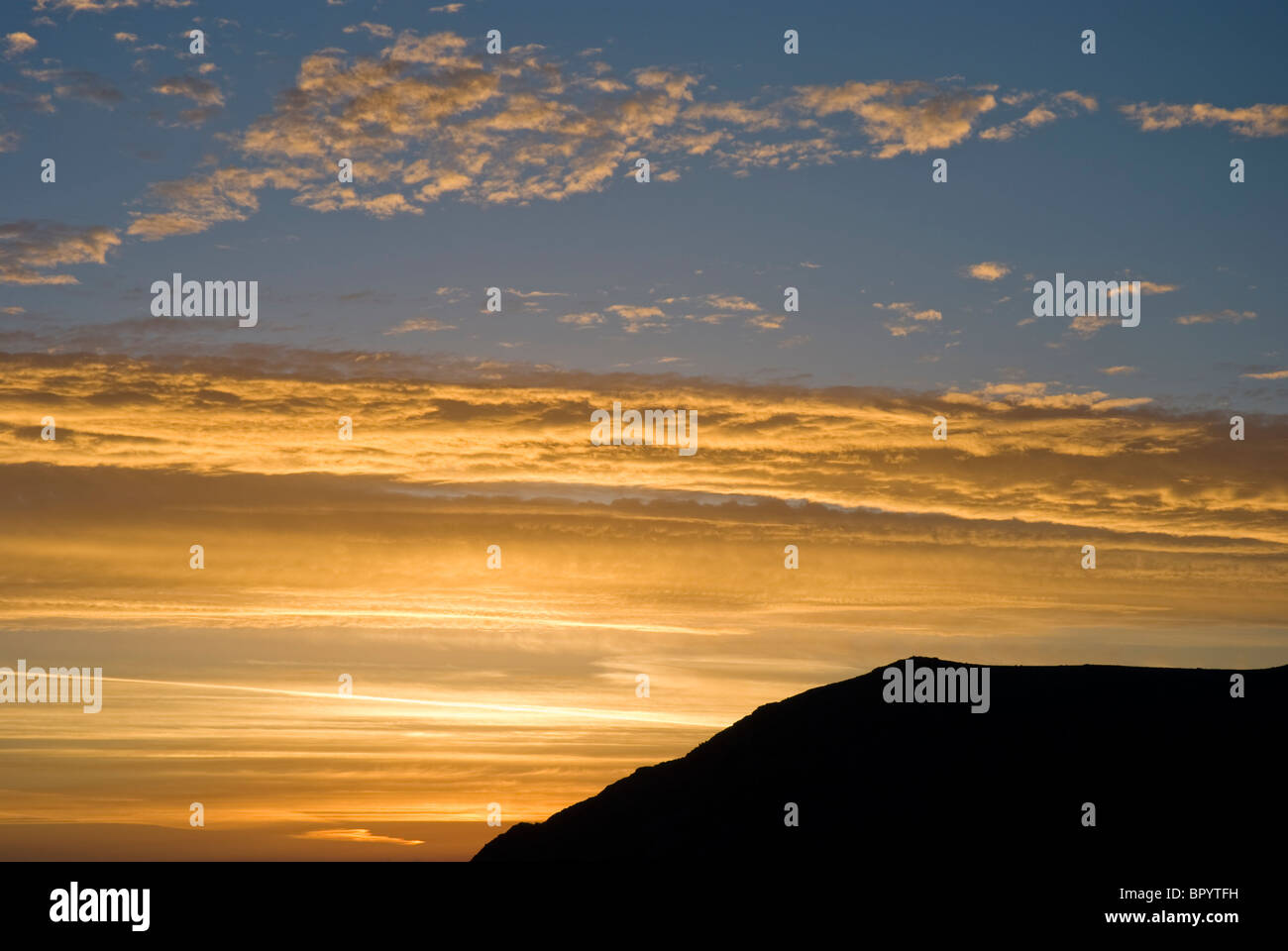 Seenplatte Sonnenuntergang in der Nähe von Scafell Pike, Cumbria Stockfoto
