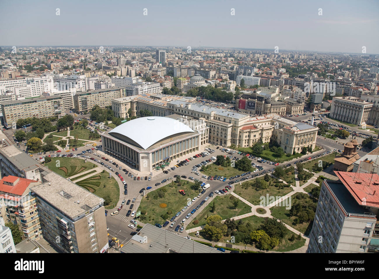 Luftaufnahme von der modernen Stadt Bukarest in Rumänien Stockfoto