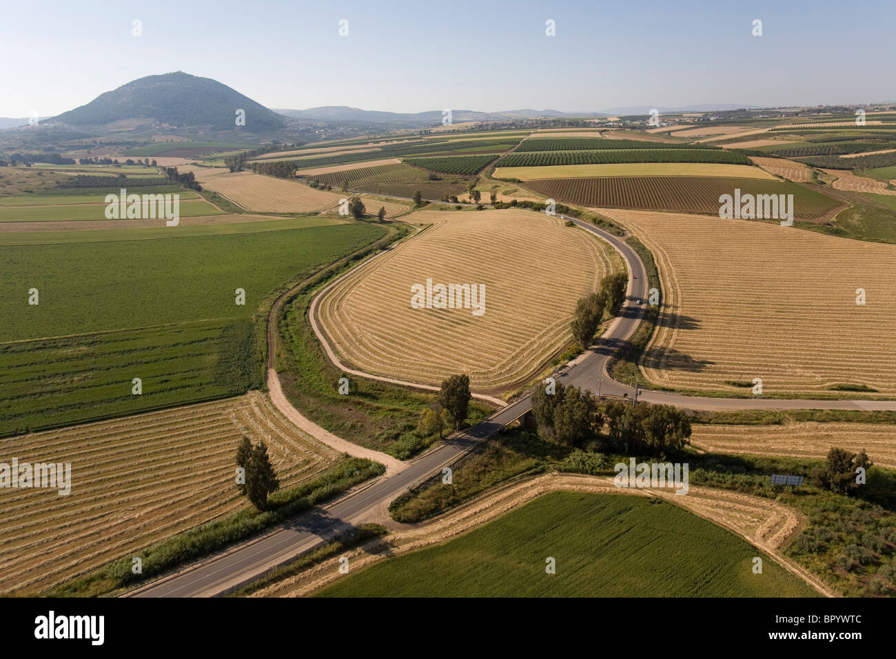 Luftaufnahme der Landwirtschaft Felder in der unteren Galiläa Stockfoto