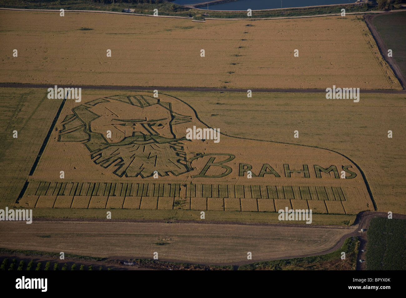Luftaufnahme des Bildes von Brahms in einem Feld in das Harod-Tal in den unteren Galiläa gepflügt Stockfoto