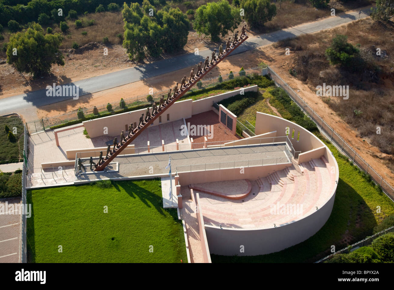 Luftaufnahme der Gedenkstätte Beit Deckel in der Sharon Stockfoto