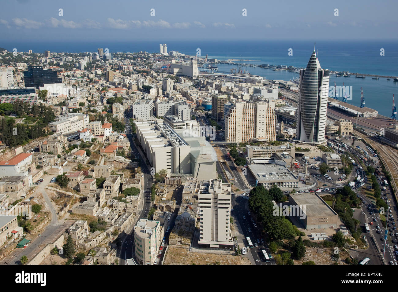 Luftaufnahme der Innenstadt von Haifa Stockfoto