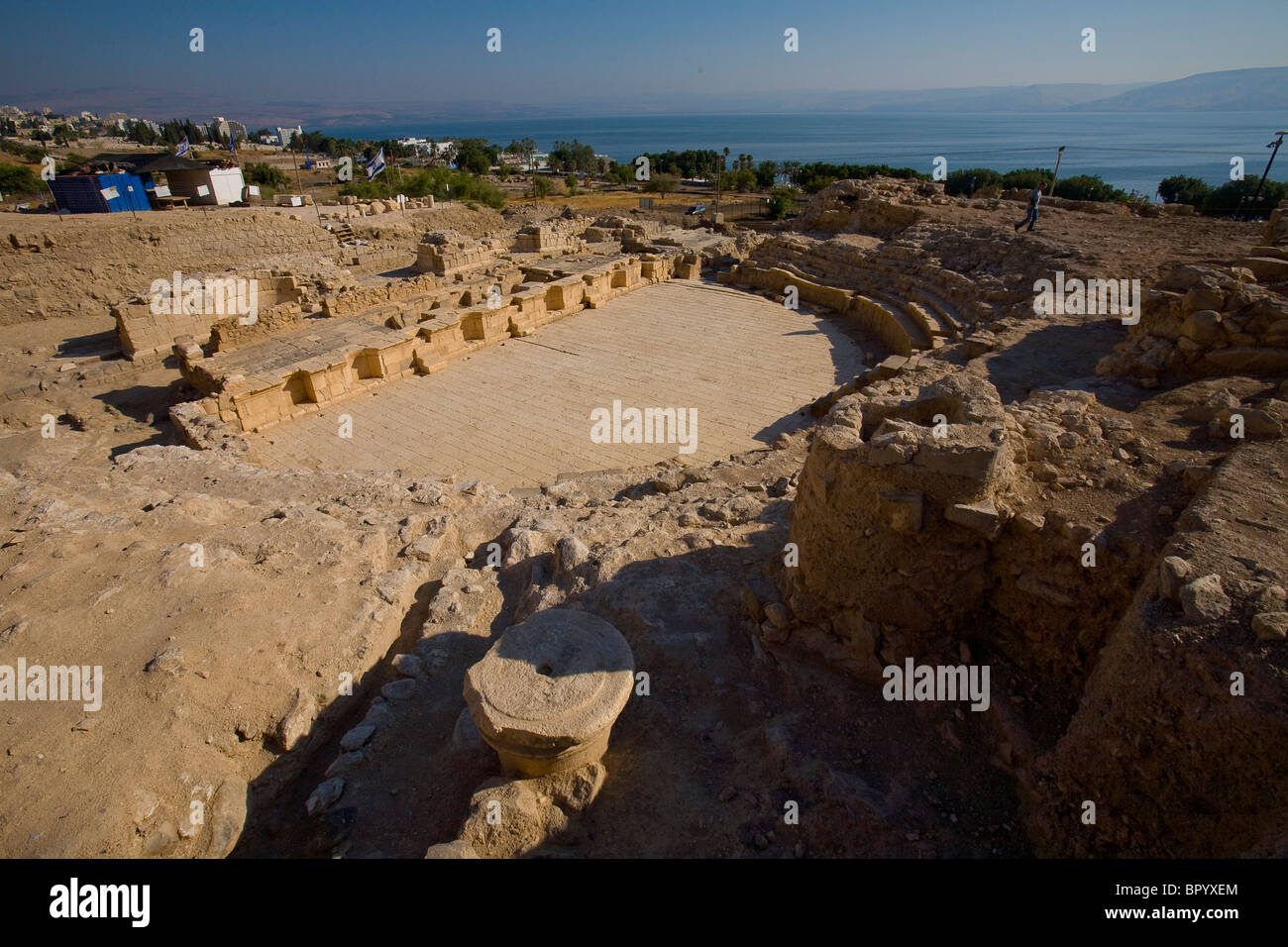 Foto von dem römischen Amphitheater der antiken Stadt Tiberias in Galiläa Stockfoto