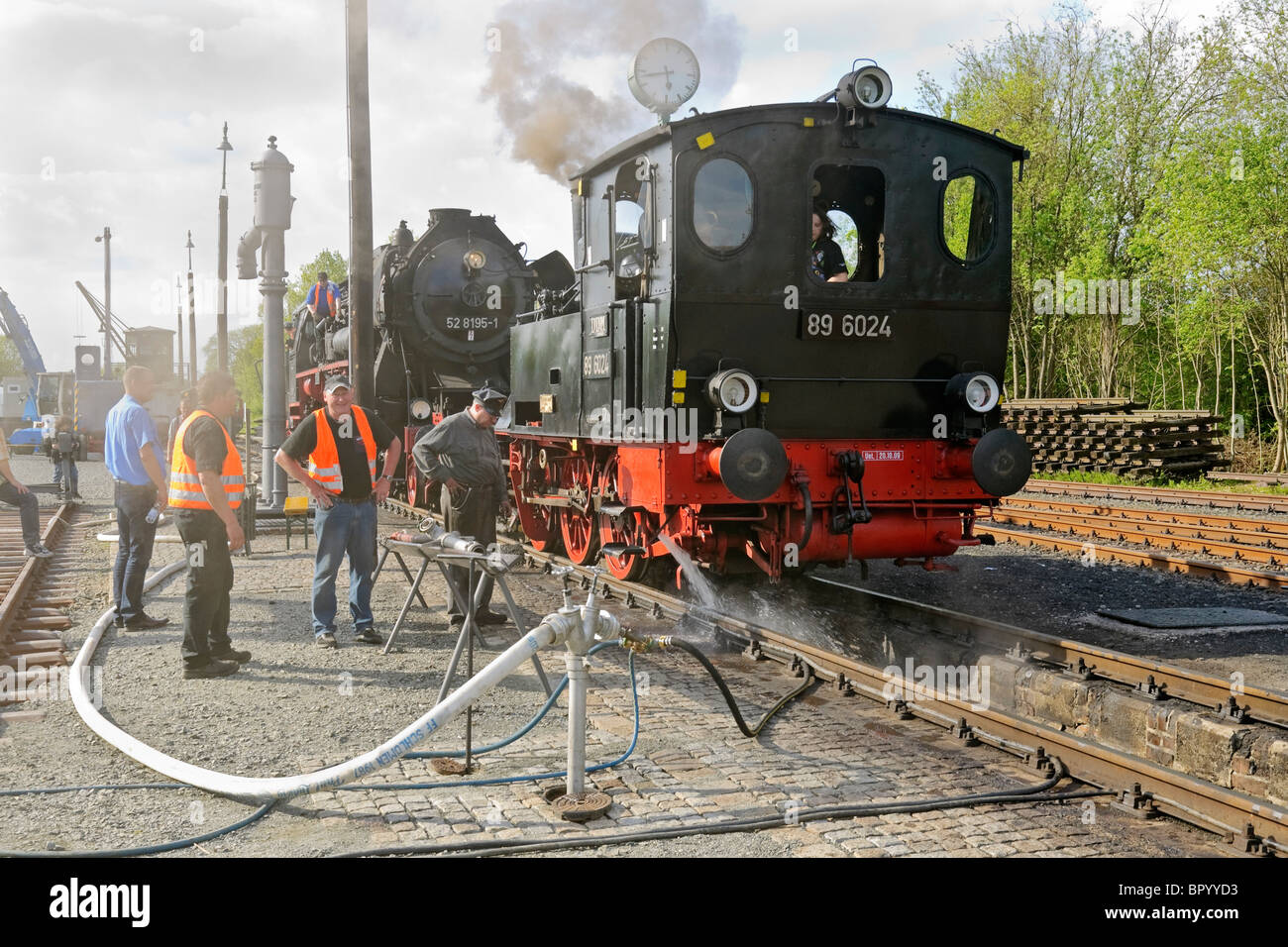 Dampf-Lokomotiven an die deutsche Dampf-Lokomotive-Museum, Neuenmarkt, Franken, Bayern, Deutschland. Stockfoto