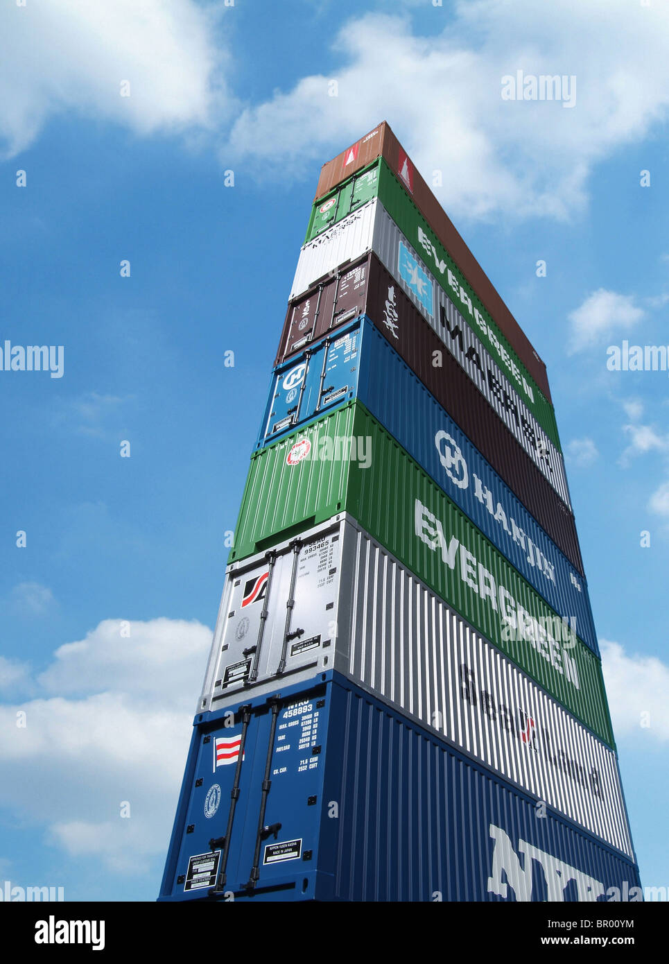 Gestapelte Container, Hamburg, Deutschland Stockfoto