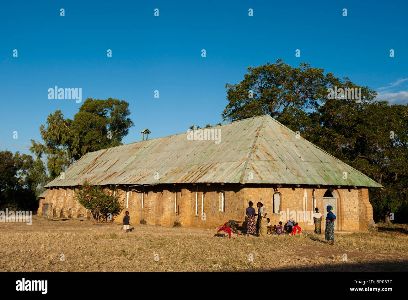 Stone Mission der Kirche auf dem Gelände des 19. Jahrhunderts Sklavenmarkt, Nkhotakota, Malawi Stockfoto