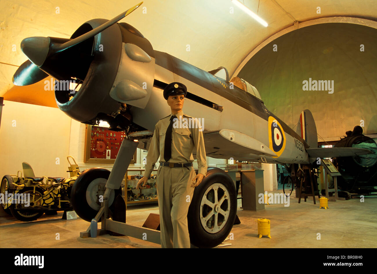 Malta, ein zweiter Weltkrieg bekämpfen Flugzeug in Malta während des Krieges beschäftigt und das Kriegsmuseum in Valletta angezeigt. PR Stockfoto