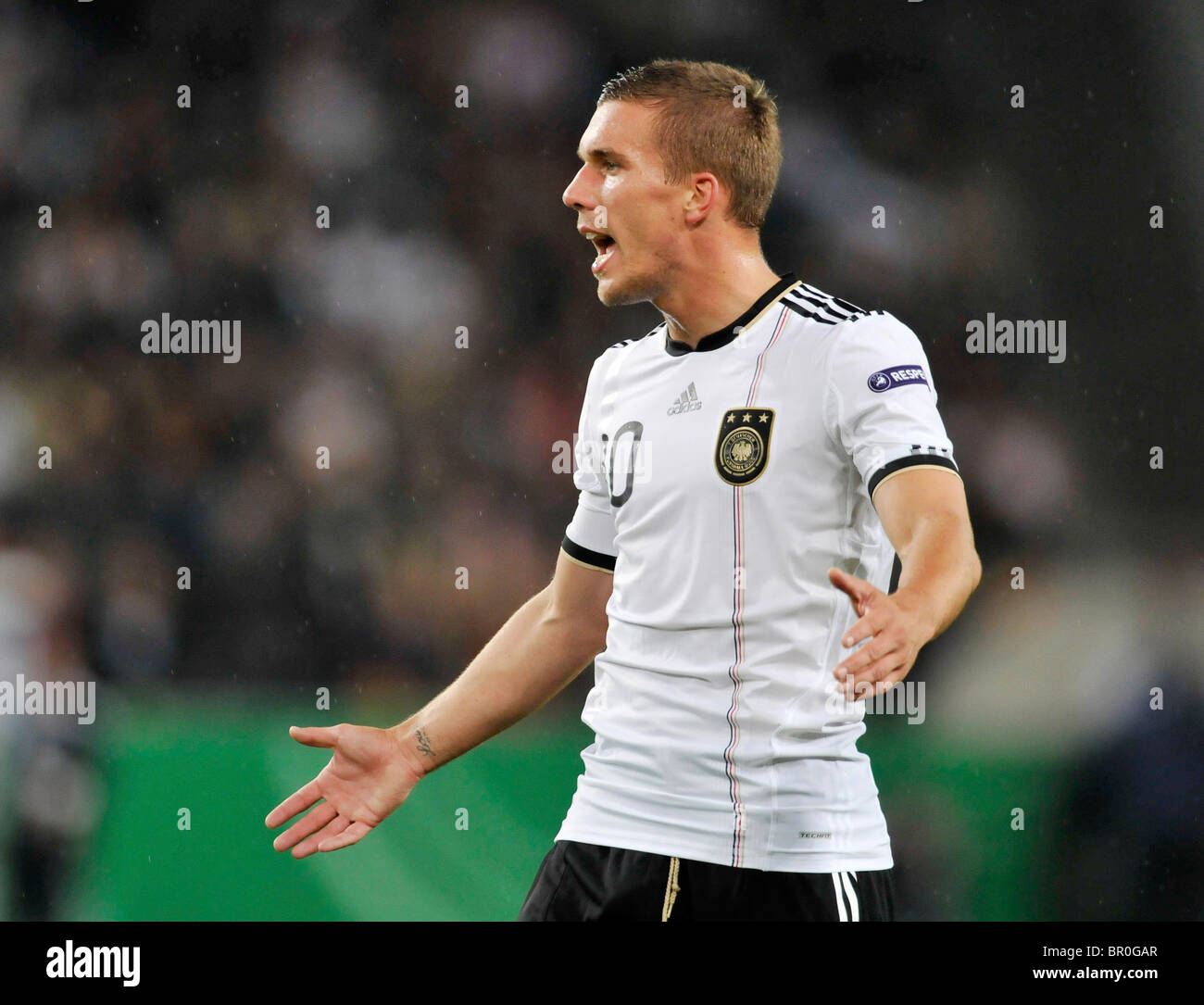 Lukas PODOLSKI, deutsche Fußball-Nationalmannschaft während der EURO 2012-Qualifikationsspiel gegen Aserbaidschan Stockfoto